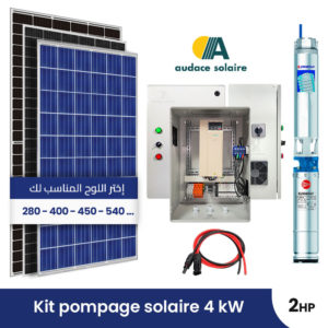 Kit pompage solaire + Pompe immergée AC Pedrollo Triphasé 380V – 2Chevaux