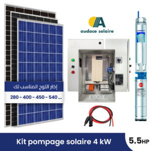 Kit pompage solaire + Pompe immergée AC Pedrollo Triphasé 380V – 5.5Chevaux