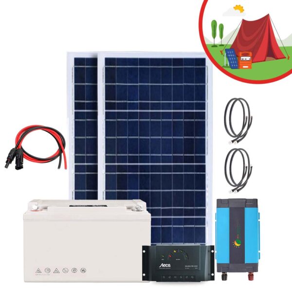 Kit solaire Camping & Nomade – 200Wc/ 220V/ Batterie 150AH