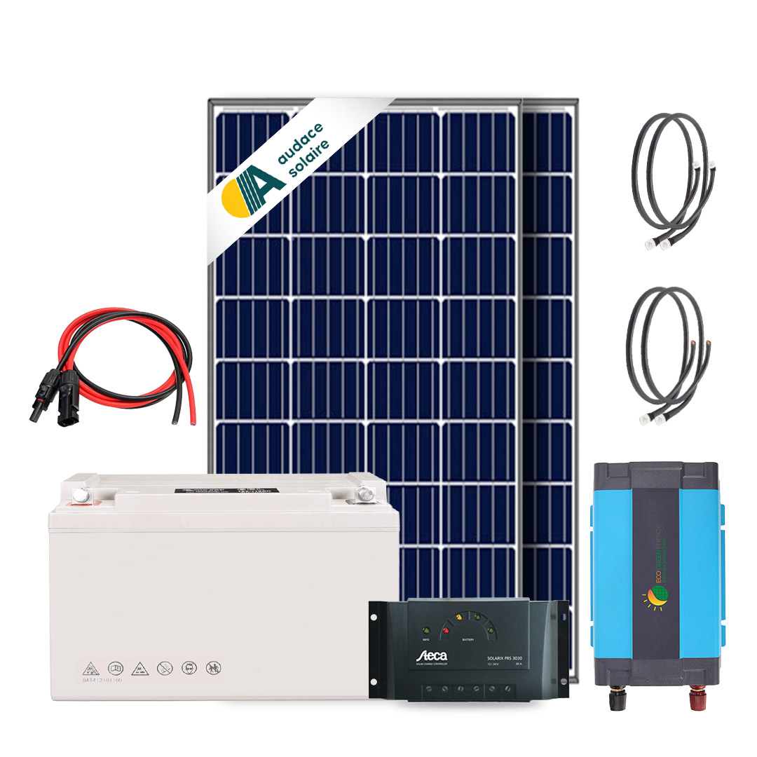 Kit solaire Autonome – 0.3Kw Ecogreen/ 200Wc/ 220V/ 1.800Wh Stockés