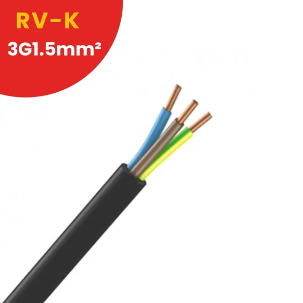 Câble Submersible Souple RV-K Compatible Sondes de Niveaux (profondeur +50mètres) – 3Gx1.5mm²