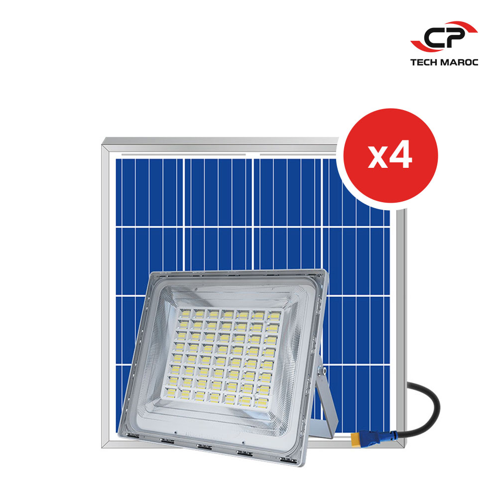 500W Phare LED Extérieur Avec Panneau Solaire Lumière Blanche Projecteur  Énergie