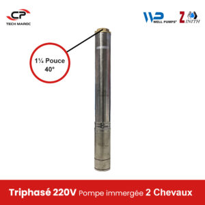 Pompe immergée WELL/ZINITH 4SP3/25 – Triphasé 220V- 2chevaux- Diamètre 40°- HMT Max: 155 INOX